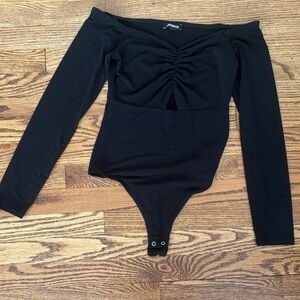 Off the shoulder express bodysuit